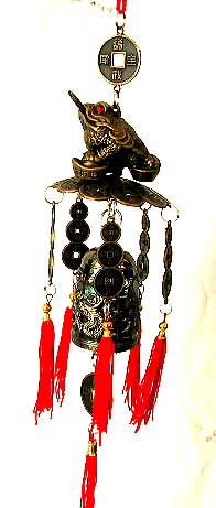 Interior design FENG SHUI - metal made of frogn with key in mouth and 'YUAN BAO'(MONEY) under feet, is believed to bring you endless money flow.