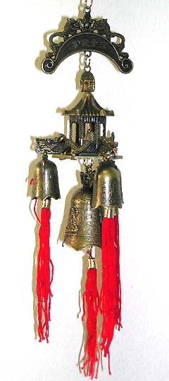 FENG SHUI house - metallic FENG SHUI dragon house top 4 bells, is hang on front door in order to keep your home safe.