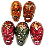 Assorted color and design Lombok mask with eyes and mouth half opened