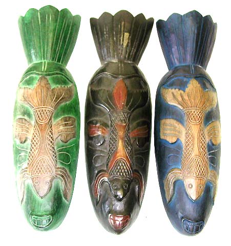 handpainted wooden aboriginal masks with gecko motif, Indonesian handmade crafts
