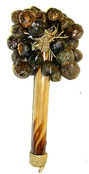 Musical instrument for native ceremonies - coconut made of wooden handle shaker