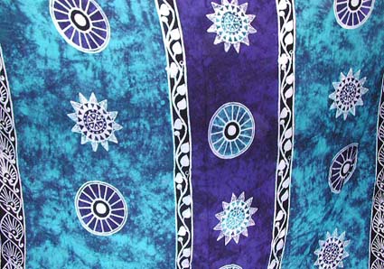 Indonesia tie dye Batik pareo, wholesale clothing and woman's fashion - Light and dark blue color background with multi mystic Celtic circle and star pattern design