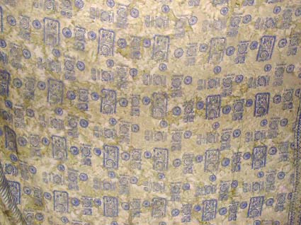 Batik sarong,summer dress - Grass field background design with multi blue pattern decor