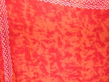 Batik sarong,summer dress -Red orange background with leaf pattern and edge decor Batik sarong wrap