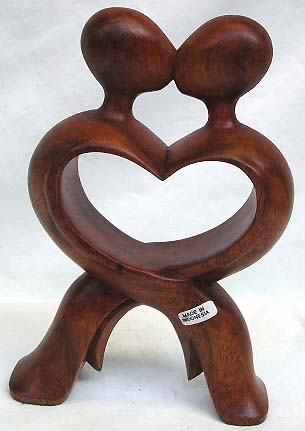 Quality heart love collection - heart love cross leg kissing couple abstract carving stand