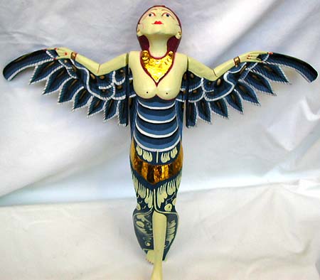 Personalized home gift decor - blue / green color painted wooden flying lady
