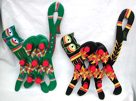 Kid's bedroom decor - multi color and pattern decor wooden cat hook