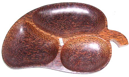 Fashion oriental kitchen decor - pepper pattern design 3-section coconut wood tray