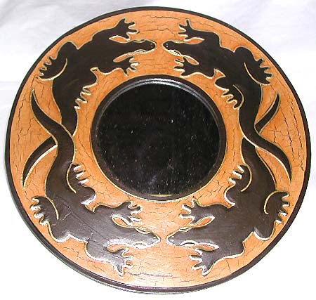 Trendy fine art supply - 4 black gecko orange tan crack rounded mirror 