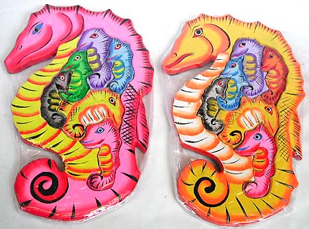 Erotic art work online - assorted color wooden puzzle in sea horse pattern design 