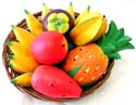 Assorted combination fruit tray with retan basket