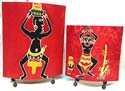 Tribal figure design assorted color fashion lampshade set, set of 2 pieces 