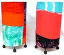 Assorted color and pattern painted fashion lampshade with stand