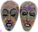 Assorted color and pattern design face mask with empty eye hole / eye-closed and mouth mouth open, black color lips