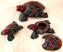Assorted color painted dotted design Batik fashion turtle family set, set of 3 pieces