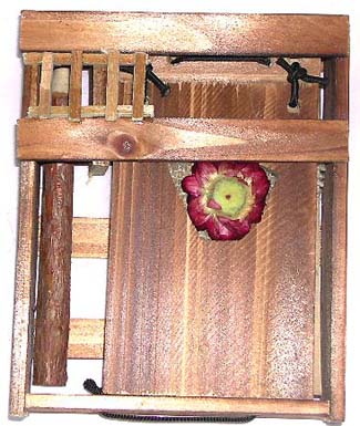 Natural looking wooden notebook with flower decor and pencil set 