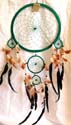 Top large circle with 4 mini circles feather dream catcher, green color