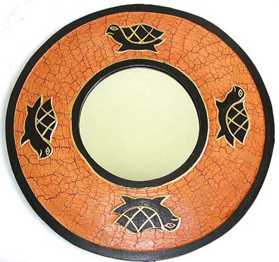 Wholesale mirror - turtle mirror in southwestern style crack painting wooden frame 