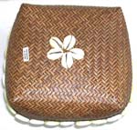 Brown retan box with flower seashell beaded on top and around edge