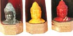 Buddha head in coconut shell statue with rope tie on bottom, assorted color randomly pick