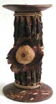 Coconut wood fashion candle holder with flower decor