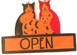 Color painting cat family wooden door sign