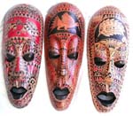 Pattern decor long Java mask with black eye lids and lips, assorted design randomly pick