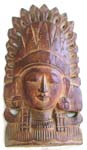 Brown flat lady buddha head wooden mask with spiky edge