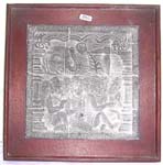Square stone tribal carving plaque with wooden frame, assorted design randomly pick