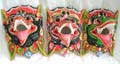 Color painting wooden evil mask with sharp mouth, assorted color randomly pick