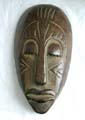 Black sad face man wooden mask with line decor on cheeks and forehead
