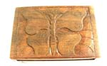 Wooden box carved in butterfly pattern