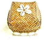 Square rattan box with flower seashell on and seashell decor on side