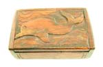 Wooden box carved in dolphin pattern