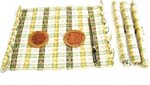 Creen cotton mat dinner set included 2 rattan coaster and a pair of chopsticks 