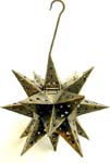 3D shiny black star lamp shape with cut-out multi star pattern design