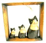 Triple Black and white cat frame wall decor