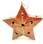 Hanging shiny brown star lamp shape motif star and moon feature on surface with stand design