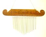 Flat one side carved-in flower wooden bamboo dream chimes with V shape metal at bottom