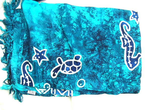 Supply wholesaler imports Handcrafted tie dye indonesian wrap around with ocean life motif 