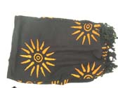 Yellow sun burst decorated bali bali shawl sarong from online summer wear distributor