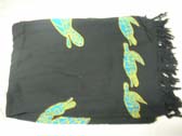 Fashion artwear distributor exports Sea turtle print decor in light green on black bikini wrap