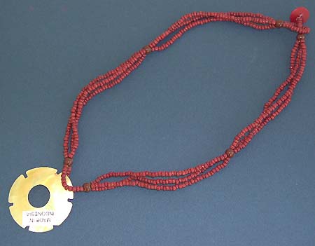 Handcrafted jewelry online store wholesale handmade seashell pendant necklace in triple red beaded string design