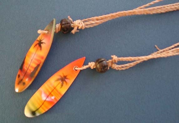 Wholesale hemp string jewelry necklace with surfboard pendant decor
