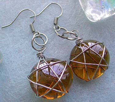 Online supplier wholesale jewelry, fashion brown glass beaded earring with wired star decor 