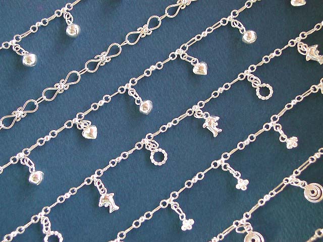 wholesale anklet, 925 sterling silver jewelry with assorted design, anklet wholesale lot price. Jingle bell anklet silver wholesale to retailer and gift jewelry shops