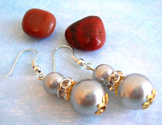 Earring fashion jewlry trend, imitation pearl fish hook earring with golden bead cap and cz ring