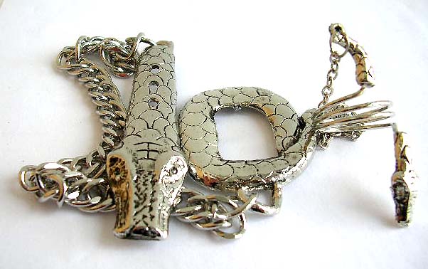 Mystic jewelry wholesale, flat snake fashion slave bracelet, chain ring gothic 