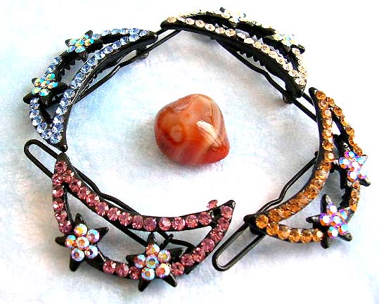 Hair supply online shop, star decor moon love hair clip with cz