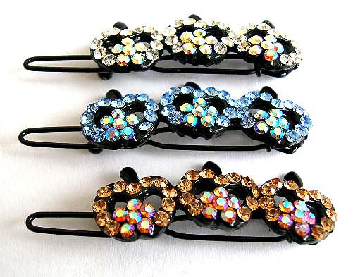 Wholesale hair accessory, triple apple hair clip with cz
